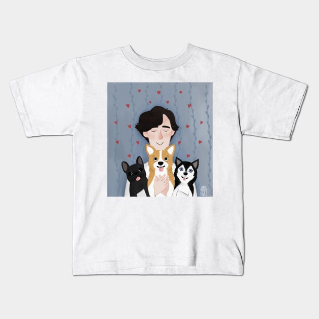 Sherlock in Dog Therapy Kids T-Shirt by wormwatson